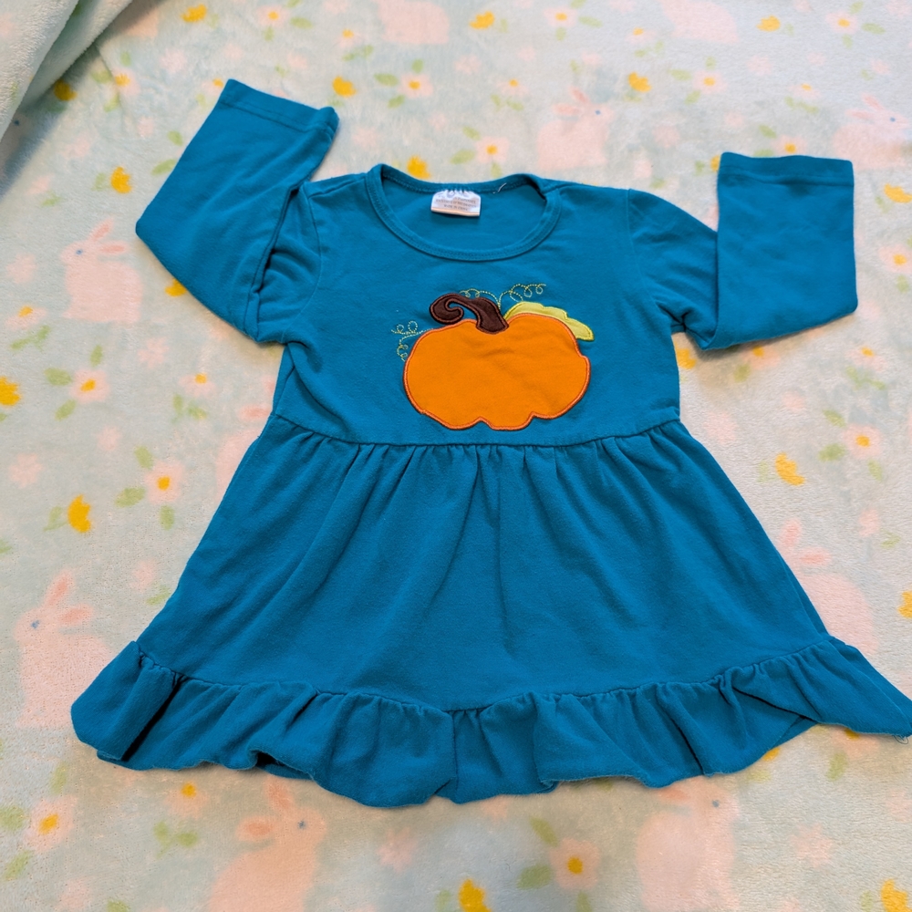 Toddler Girl's Long Sleeve Dress Pumpkin Fall
